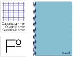 Cuaderno espiral Liderpapel Smart Folio tapa blanda 80h 60g c/4mm. Color celeste
